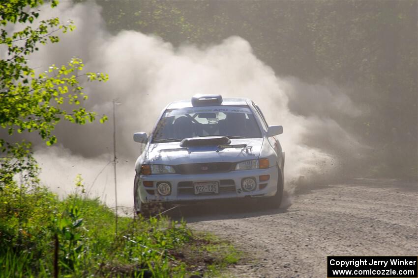 Tyler Matalas / Dustin Sharkozy Subaru Impreza LX at the finish of SS6, Spur 2 Cutoff II.