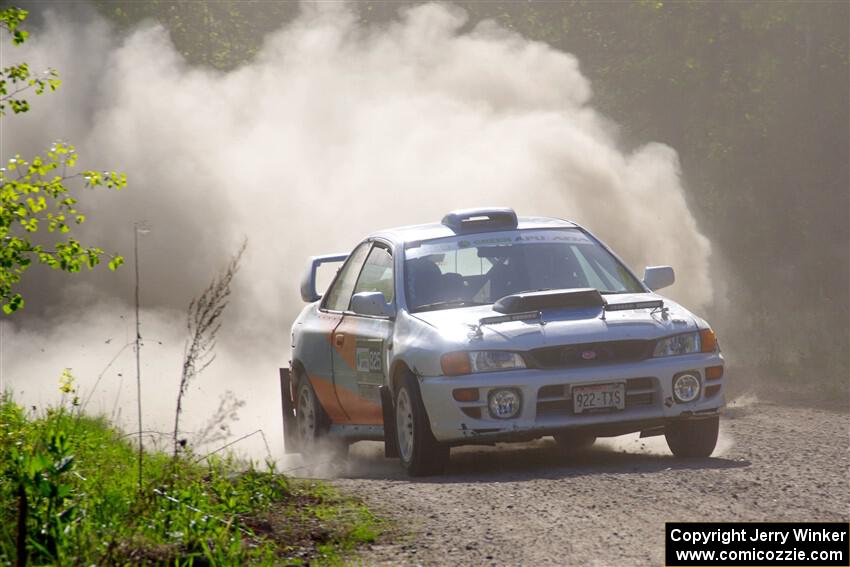 Tyler Matalas / Dustin Sharkozy Subaru Impreza LX at the finish of SS6, Spur 2 Cutoff II.