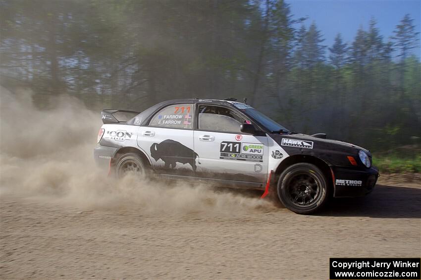 John Farrow / Peter Farrow Subaru WRX at the finish of SS6, Spur 2 Cutoff II.