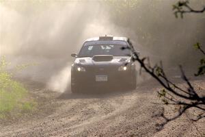 Matt James / Jackie James Subaru Impreza at the finish of SS6, Spur 2 Cutoff II.