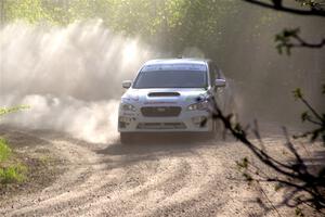 Jamey Randall / Andrew Rausch Subaru WRX at the finish of SS6, Spur 2 Cutoff II.