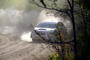 Jamey Randall / Andrew Rausch Subaru WRX at the finish of SS6, Spur 2 Cutoff II.