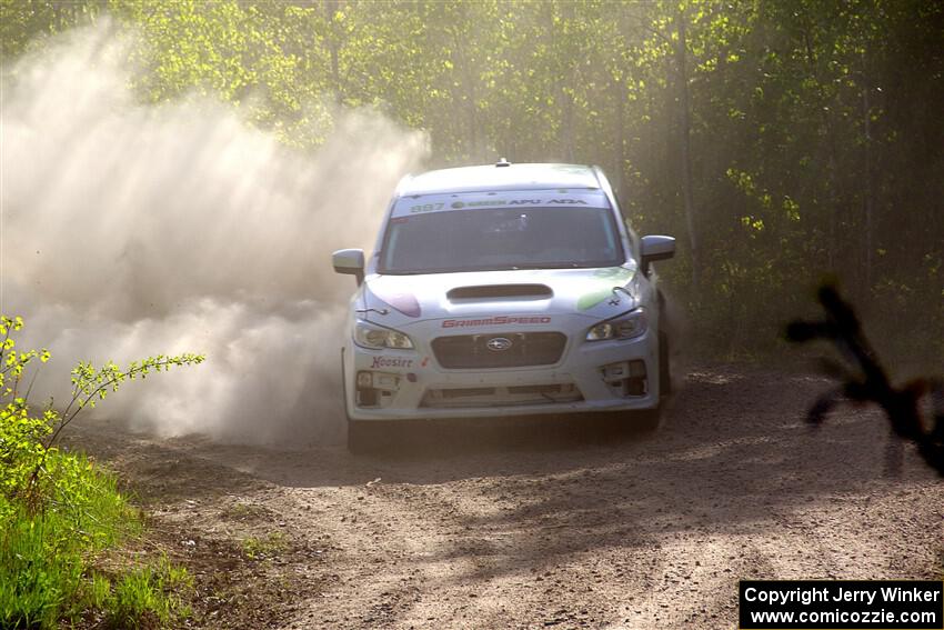 Jamey Randall / Andrew Rausch Subaru WRX at the finish of SS6, Spur 2 Cutoff II.