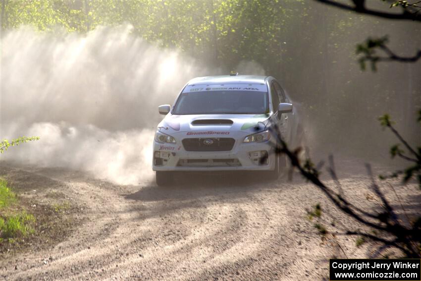 Jamey Randall / Andrew Rausch Subaru WRX at the finish of SS6, Spur 2 Cutoff II.