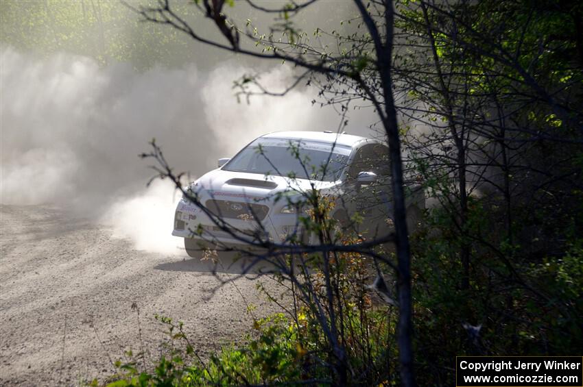 Jamey Randall / Andrew Rausch Subaru WRX at the finish of SS6, Spur 2 Cutoff II.