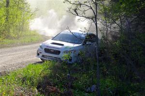 Jamey Randall / Andrew Rausch Subaru WRX at the finish of SS6, Spur 2 Cutoff II.