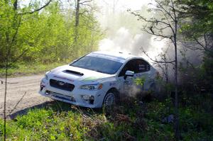 Jamey Randall / Andrew Rausch Subaru WRX at the finish of SS6, Spur 2 Cutoff II.