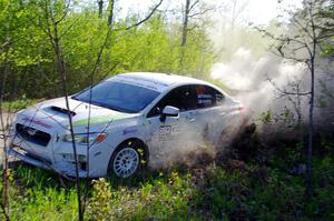 Jamey Randall / Andrew Rausch Subaru WRX at the finish of SS6, Spur 2 Cutoff II.