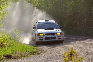 Jack Nelson / Isaac Zink Subaru Impreza at the finish of SS6, Spur 2 Cutoff II.