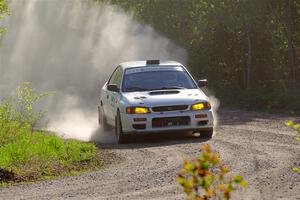 Jack Nelson / Isaac Zink Subaru Impreza at the finish of SS6, Spur 2 Cutoff II.