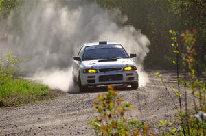 Jack Nelson / Isaac Zink Subaru Impreza at the finish of SS6, Spur 2 Cutoff II.