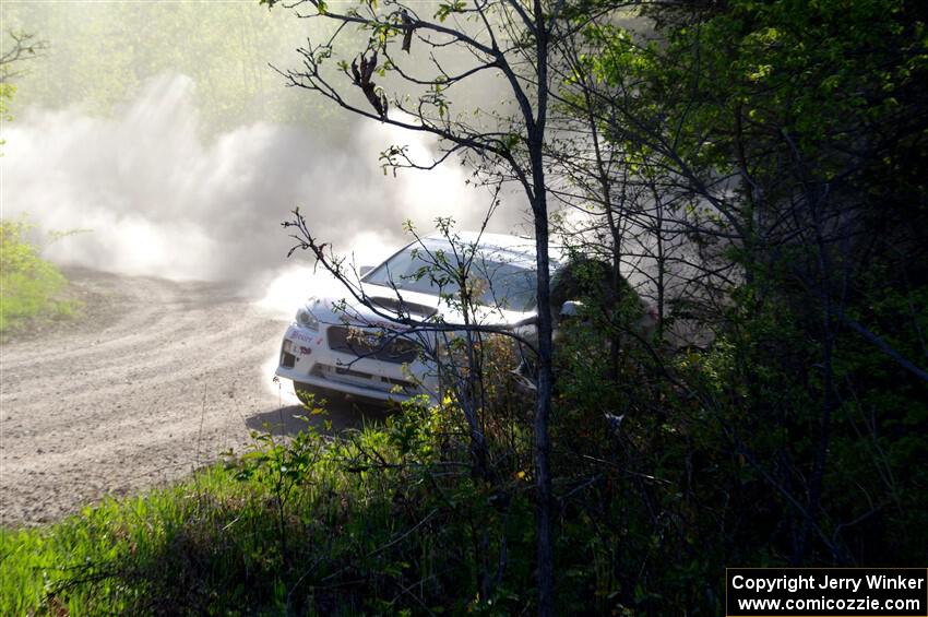 Jamey Randall / Andrew Rausch Subaru WRX at the finish of SS6, Spur 2 Cutoff II.