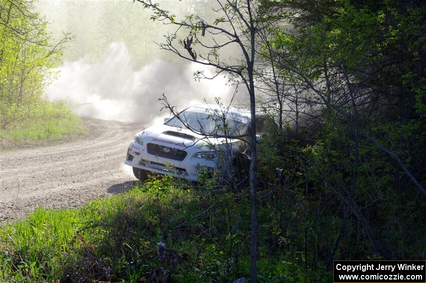 Jamey Randall / Andrew Rausch Subaru WRX at the finish of SS6, Spur 2 Cutoff II.