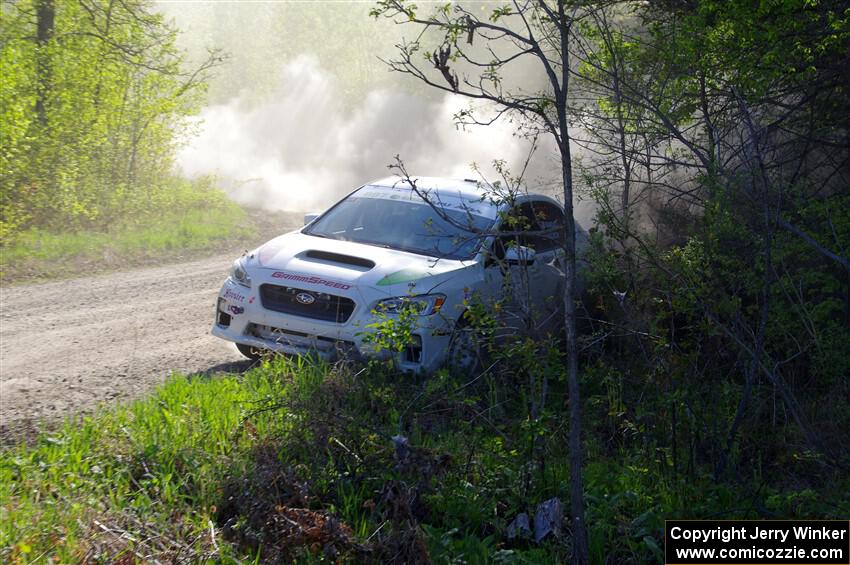 Jamey Randall / Andrew Rausch Subaru WRX at the finish of SS6, Spur 2 Cutoff II.