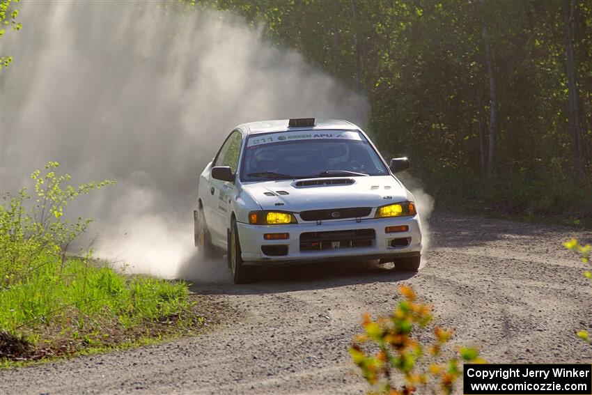 Jack Nelson / Isaac Zink Subaru Impreza at the finish of SS6, Spur 2 Cutoff II.