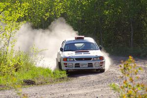 Richard Donovan / Greg Donovan Subaru Impreza at the finish of SS6, Spur 2 Cutoff II.