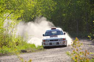 Richard Donovan / Greg Donovan Subaru Impreza at the finish of SS6, Spur 2 Cutoff II.