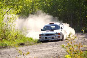 Richard Donovan / Greg Donovan Subaru Impreza at the finish of SS6, Spur 2 Cutoff II.