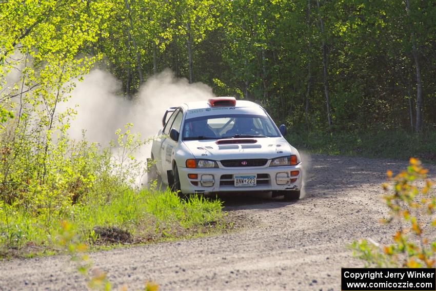 Richard Donovan / Greg Donovan Subaru Impreza at the finish of SS6, Spur 2 Cutoff II.