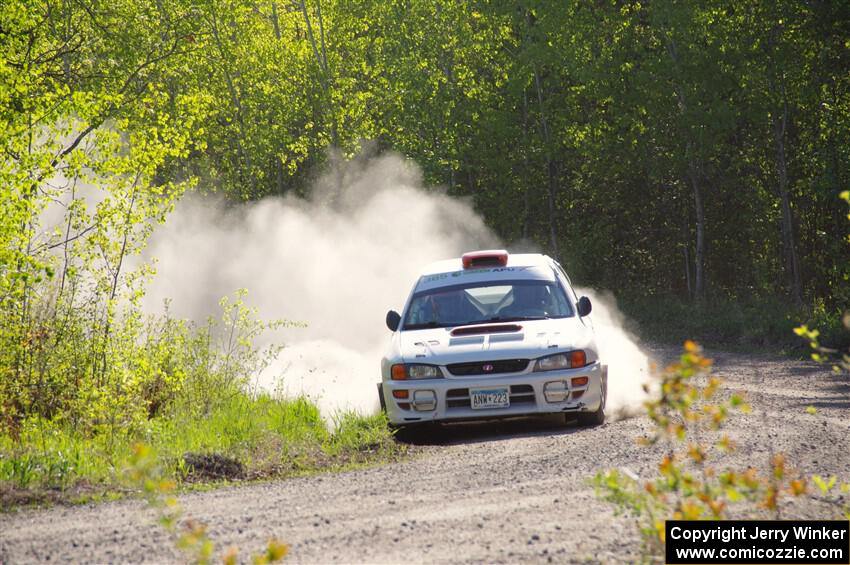 Richard Donovan / Greg Donovan Subaru Impreza at the finish of SS6, Spur 2 Cutoff II.