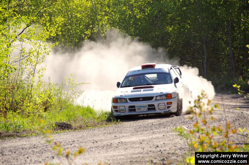 Richard Donovan / Greg Donovan Subaru Impreza at the finish of SS6, Spur 2 Cutoff II.