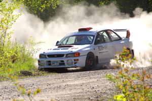 Richard Donovan / Greg Donovan Subaru Impreza at the finish of SS6, Spur 2 Cutoff II.