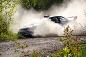 Richard Donovan / Greg Donovan Subaru Impreza spins at the finish of SS6, Spur 2 Cutoff II.