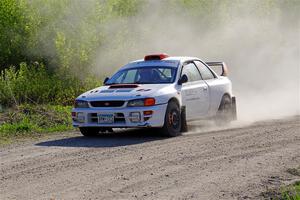 Richard Donovan / Greg Donovan Subaru Impreza at the finish of SS6, Spur 2 Cutoff II.