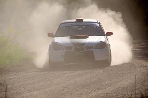 Jason Cook / Maggie Tu Subaru WRX at the finish of SS6, Spur 2 Cutoff II.