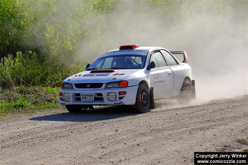 Richard Donovan / Greg Donovan Subaru Impreza at the finish of SS6, Spur 2 Cutoff II.