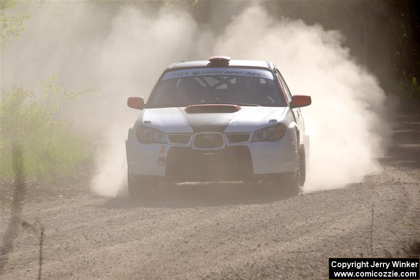 Jason Cook / Maggie Tu Subaru WRX at the finish of SS6, Spur 2 Cutoff II.