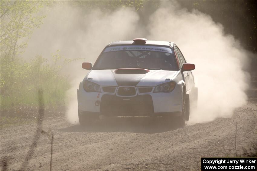 Jason Cook / Maggie Tu Subaru WRX at the finish of SS6, Spur 2 Cutoff II.