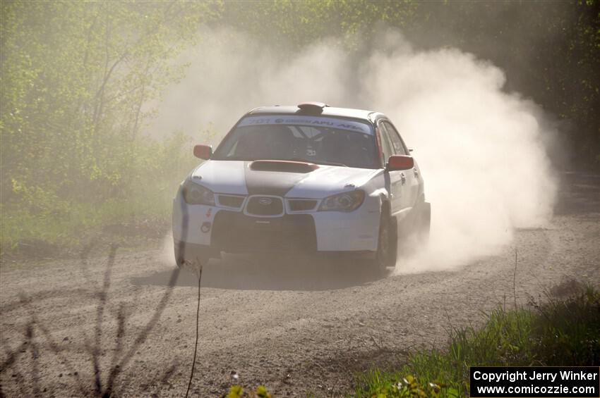 Jason Cook / Maggie Tu Subaru WRX at the finish of SS6, Spur 2 Cutoff II.