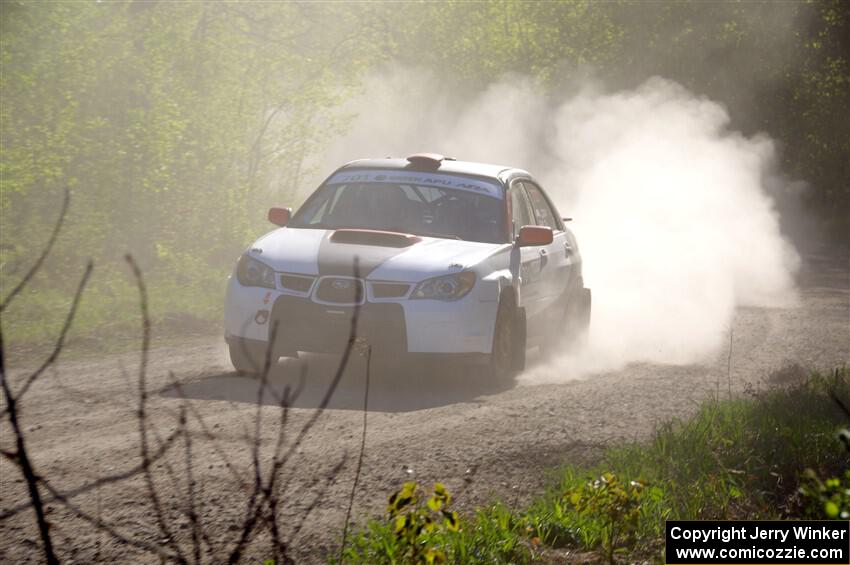 Jason Cook / Maggie Tu Subaru WRX at the finish of SS6, Spur 2 Cutoff II.