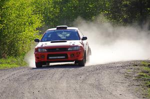 Travis Mattonen / Josh Kemp Subaru Impreza at the finish of SS6, Spur 2 Cutoff II.