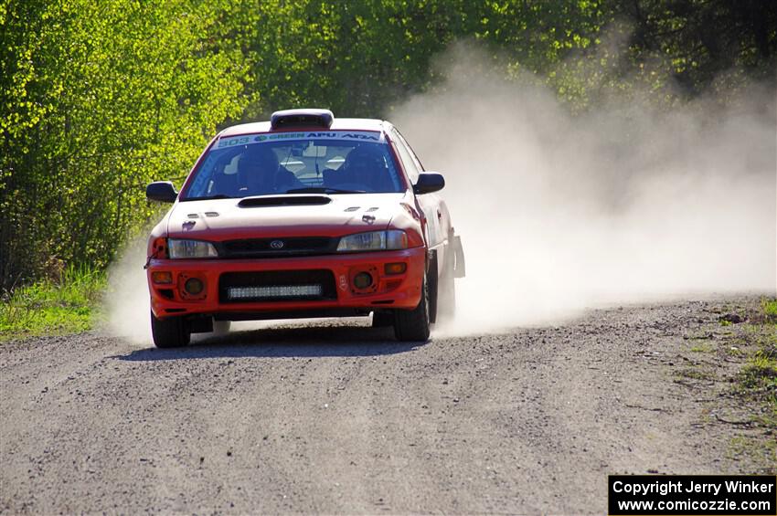 Travis Mattonen / Josh Kemp Subaru Impreza at the finish of SS6, Spur 2 Cutoff II.