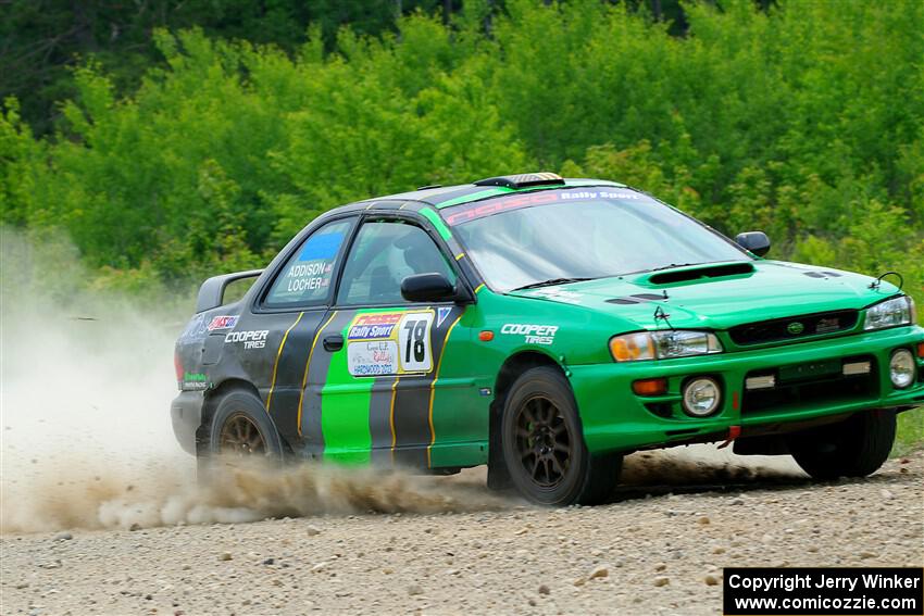 Jordan Locher / Tom Addison Subaru Impreza 2.5RS on SS1, Camp 3 North.