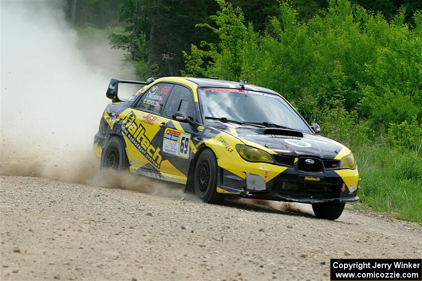 Colin Schulz / Ian Nelson Subaru WRX STi on SS1, Camp 3 North.