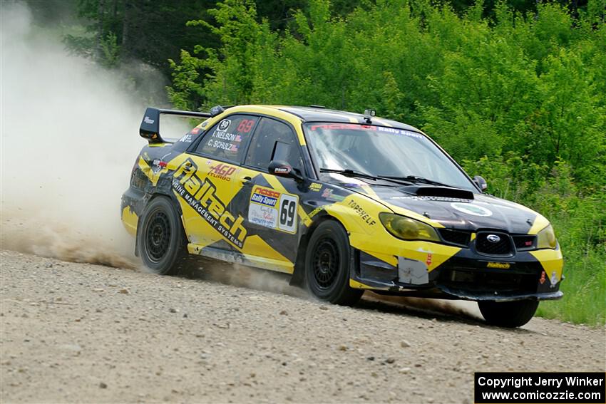 Colin Schulz / Ian Nelson Subaru WRX STi on SS1, Camp 3 North.