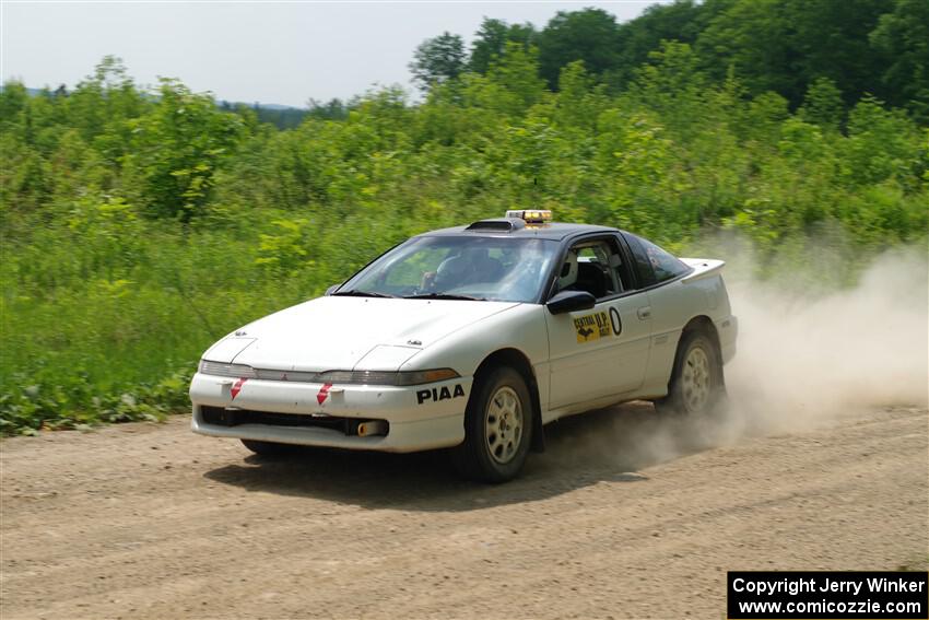 The '0' car, a Mitshibishi Eclipse GSX, on SS2, Skunk Creek.