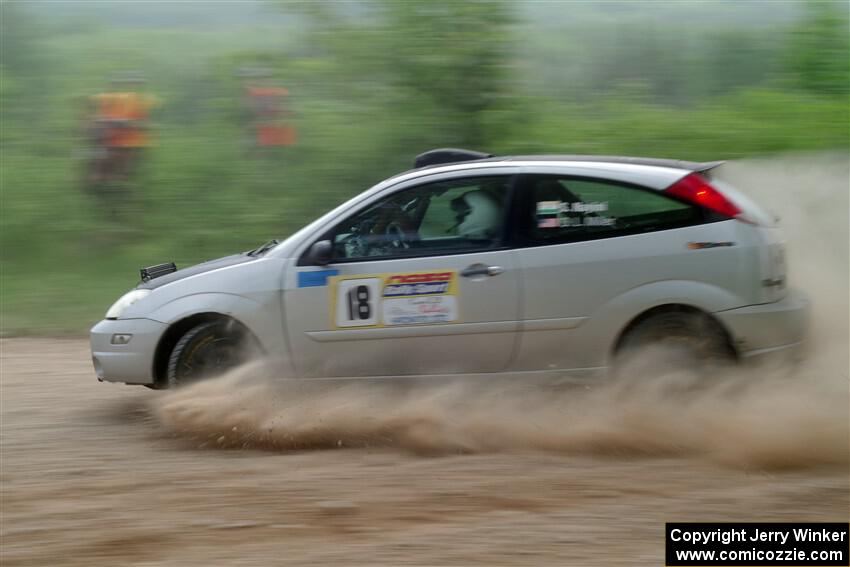 Srikanth Nayini / Otis Lee Miller Ford Focus SVT slides to a stop on SS2, Skunk Creek.