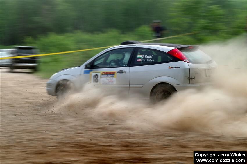 Srikanth Nayini / Otis Lee Miller Ford Focus SVT slides to a stop on SS2, Skunk Creek.