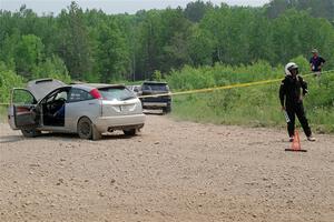 Srikanth Nayini / Otis Lee Miller Ford Focus SVT awaits a tow on SS2, Skunk Creek.