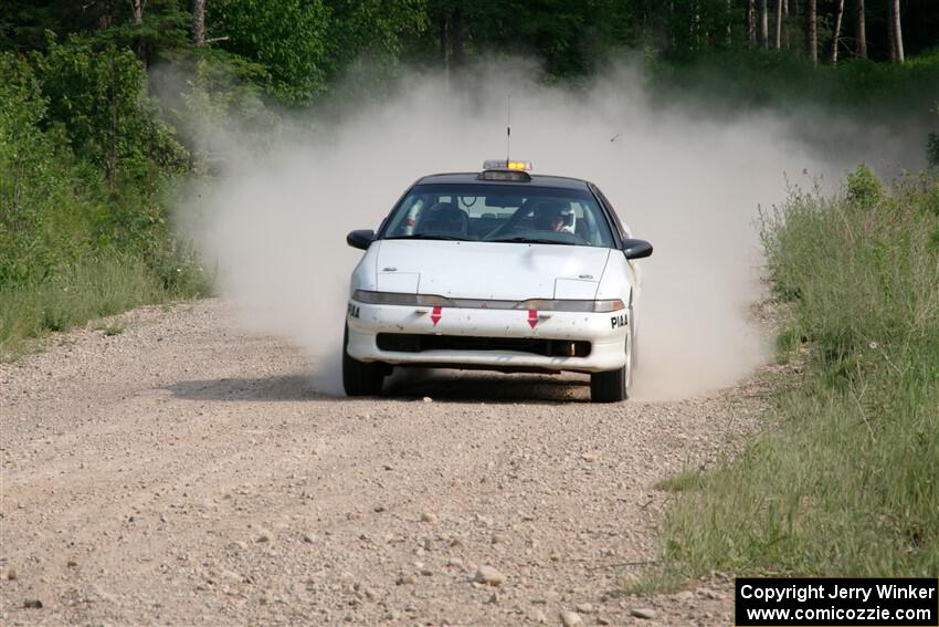 The '0' car, a Mitshibishi Eclipse GSX, on SS4, Hollow Woodtick.