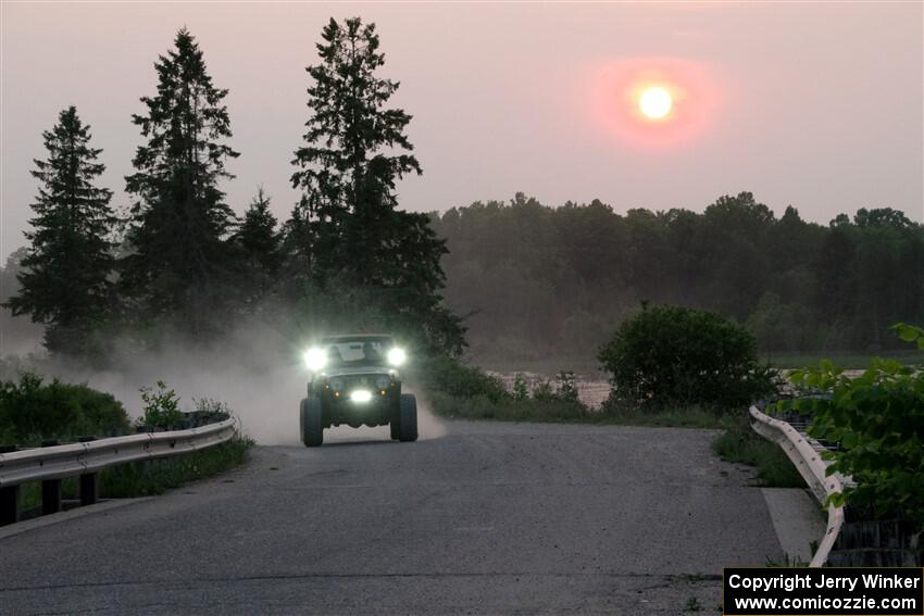 A Jeep Wrangler sweeps SS6, Camp 3 South.