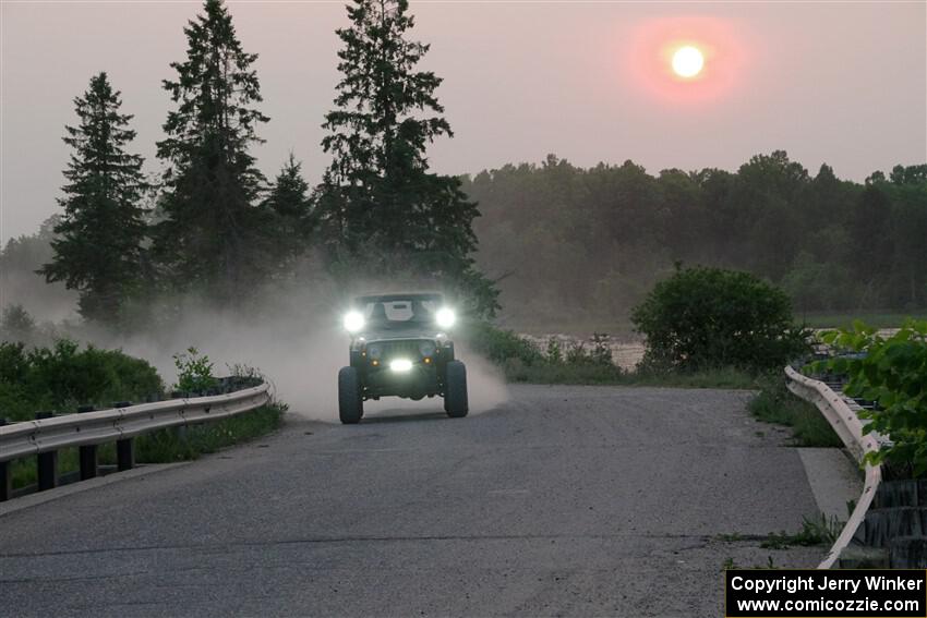 A Jeep Wrangler sweeps SS6, Camp 3 South.