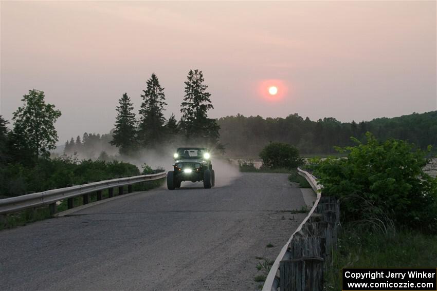 A Jeep Wrangler sweeps SS6, Camp 3 South.