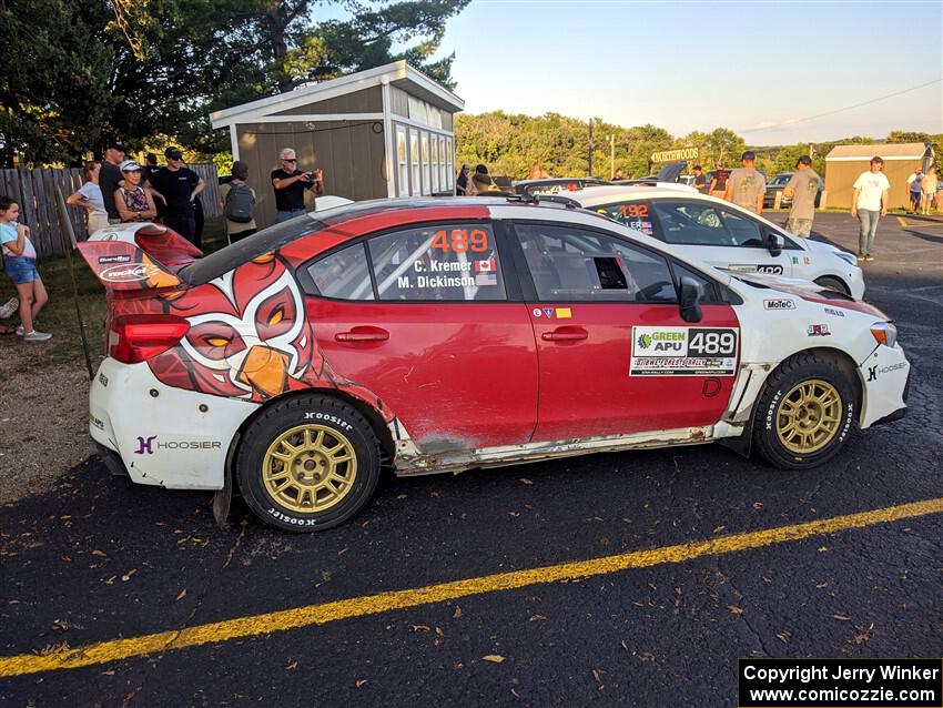 Matt Dickinson / Chris Kremer Subaru WRX STi at Thursday evening's parc expose.