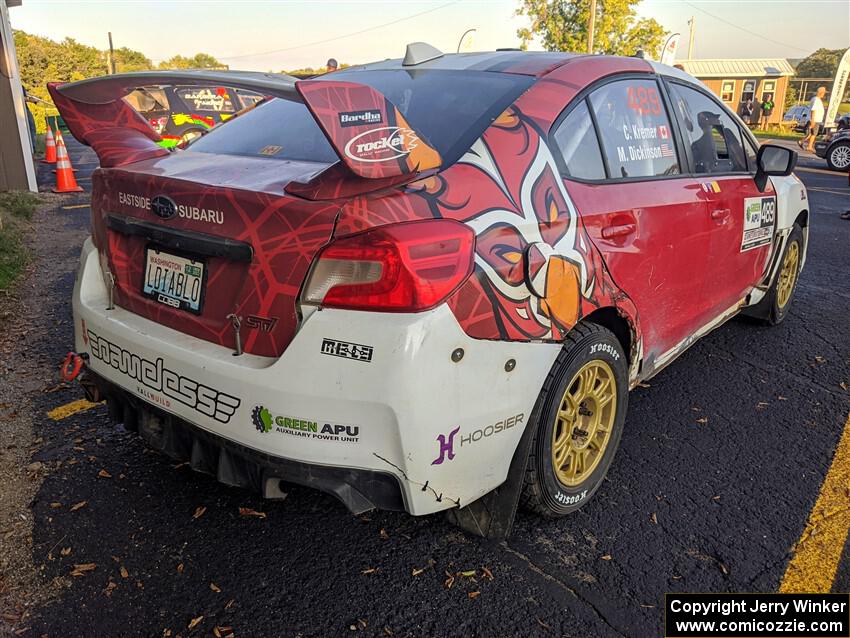 Matt Dickinson / Chris Kremer Subaru WRX STi at Thursday evening's parc expose.