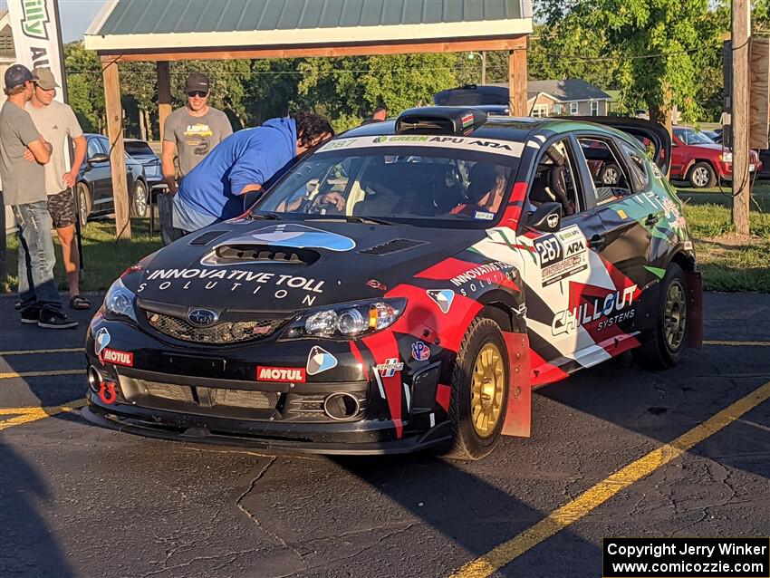 Brian Mbuvi / Alex Ferencz Subaru WRX STi at Thursday evening's parc expose.